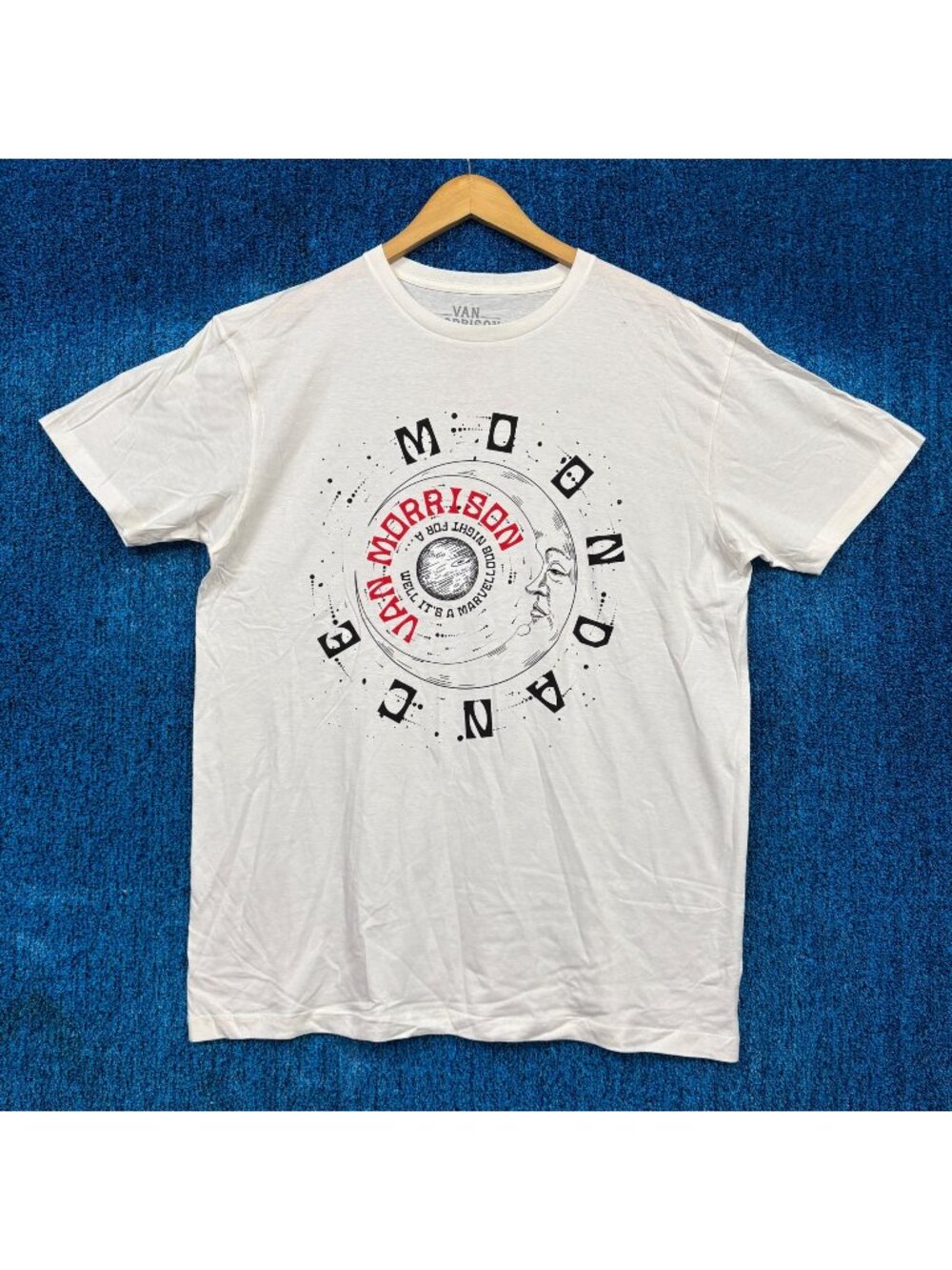 Van Morrison Moondance Rock White T-Shirt Size Extra Large